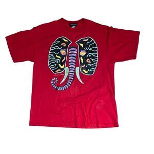 Susan Castillo Abstract Elephant, Large, Red, Multicolor   Cotton